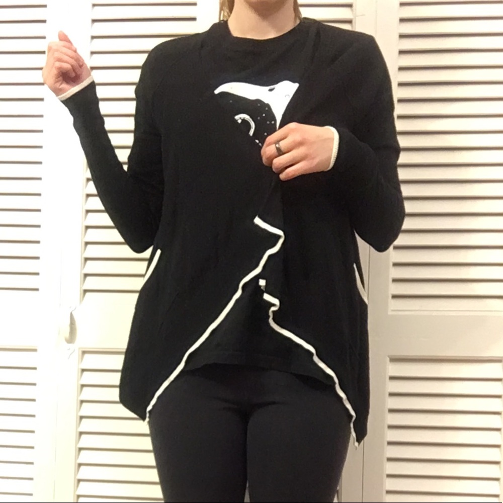 Black cardigan w/ sheer polka dots back